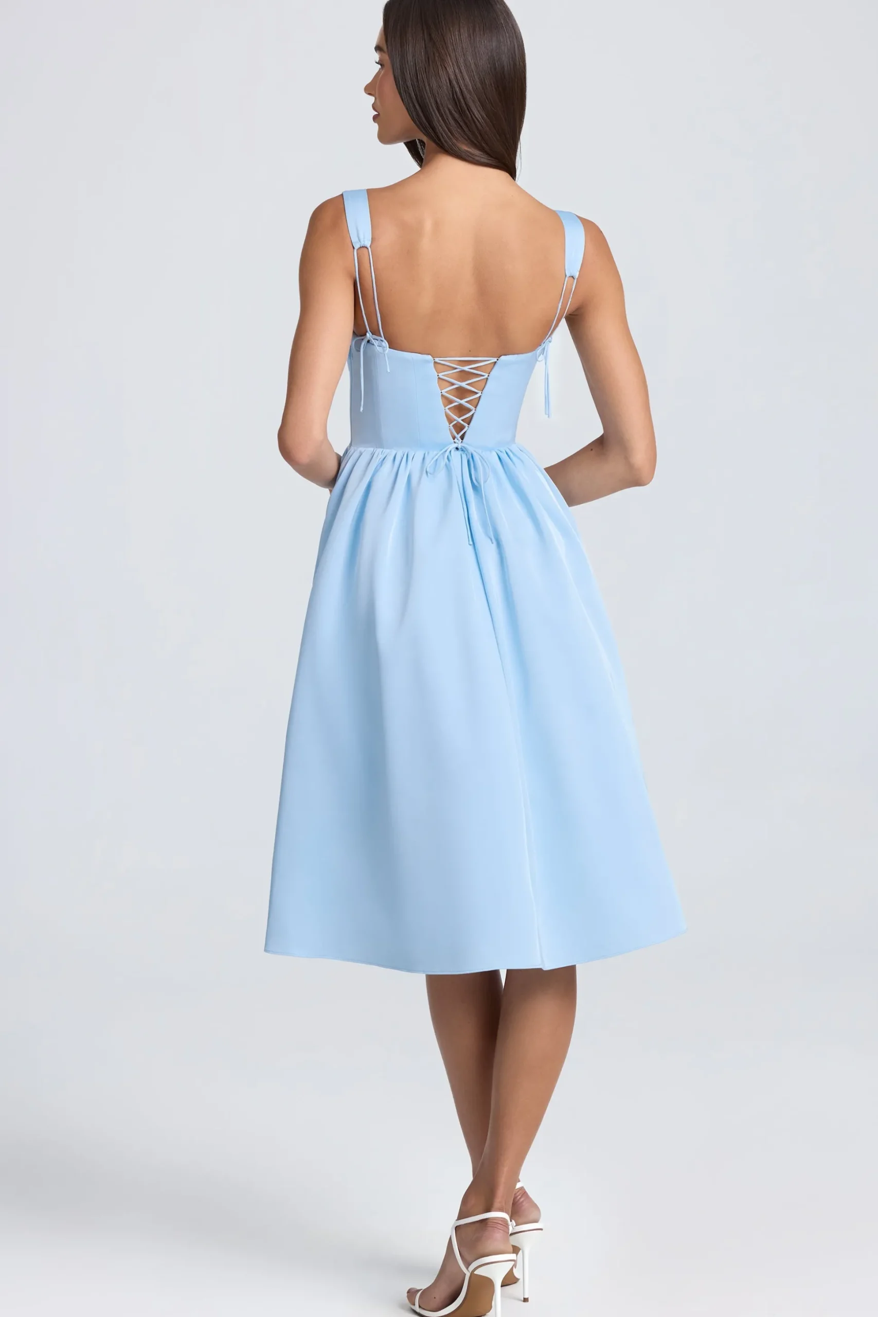 Oh Polly Wedding Guest^Draped Corset Midaxi Dress in Powder Blue PowderBlue