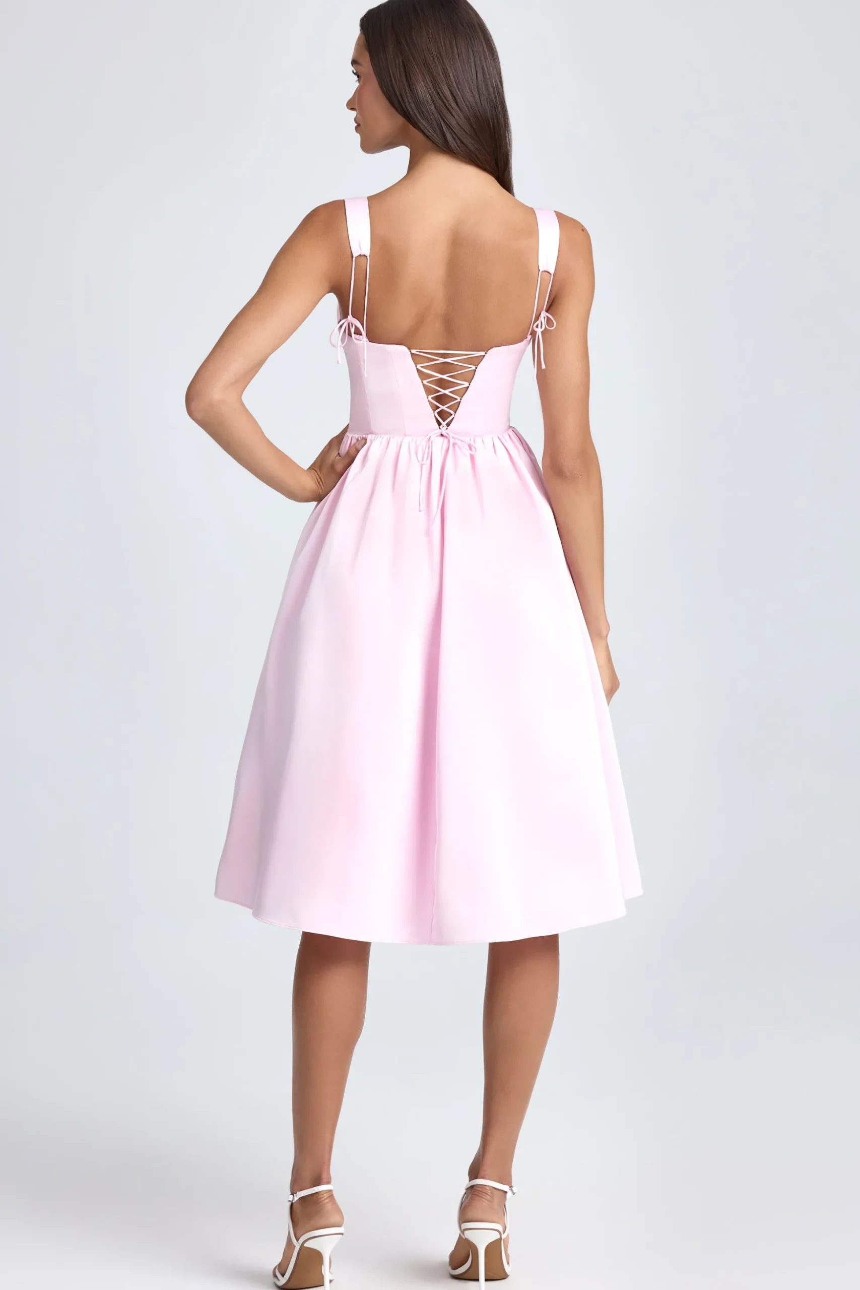 Oh Polly Wedding Guest | Satin Dresses^Draped Corset Midaxi Dress in Blush