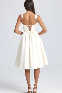 Oh Polly Bride To Be | Satin Dresses^Draped Corset Midaxi Dress in Ivory