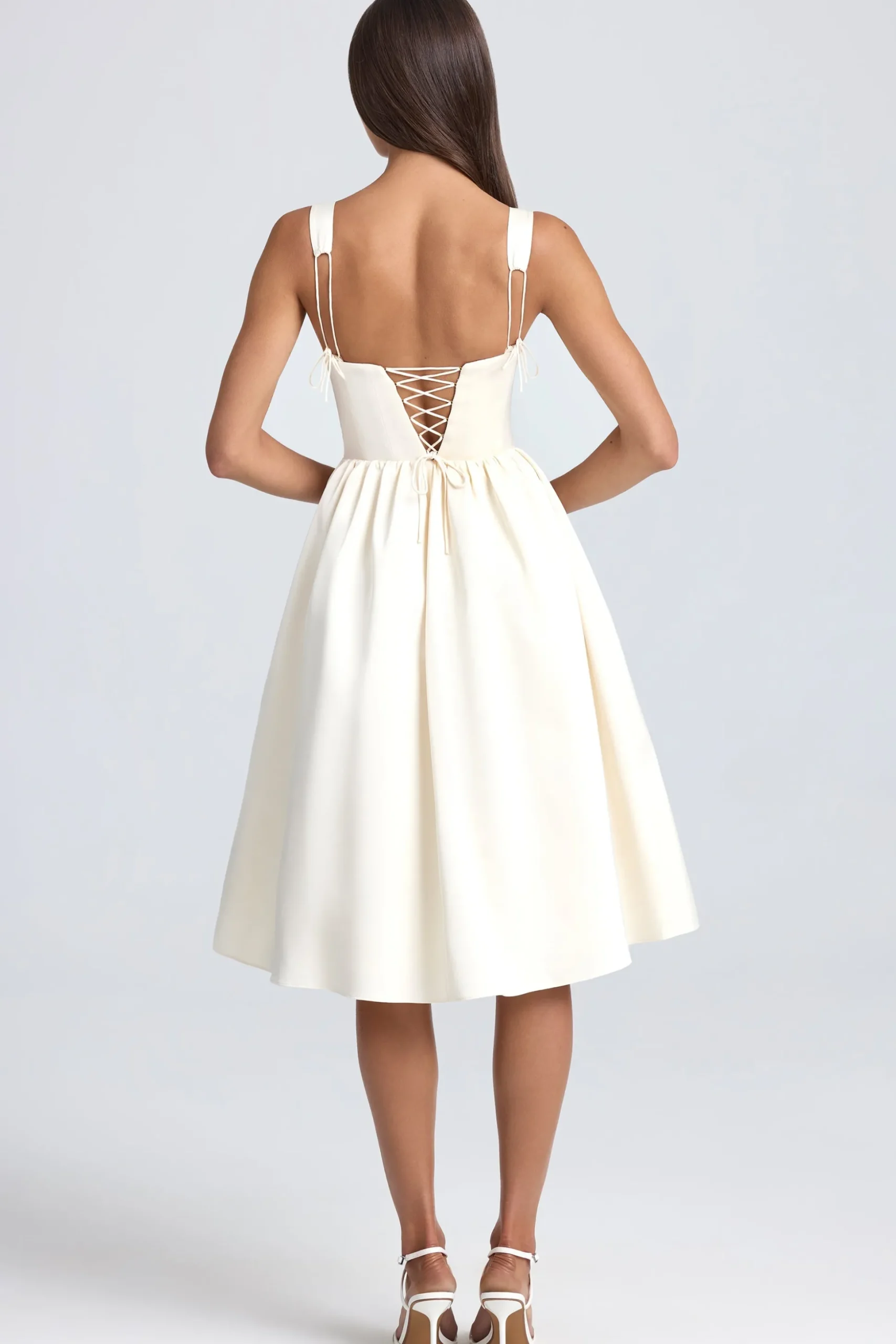 Oh Polly Bride To Be | Satin Dresses^Draped Corset Midaxi Dress in Ivory