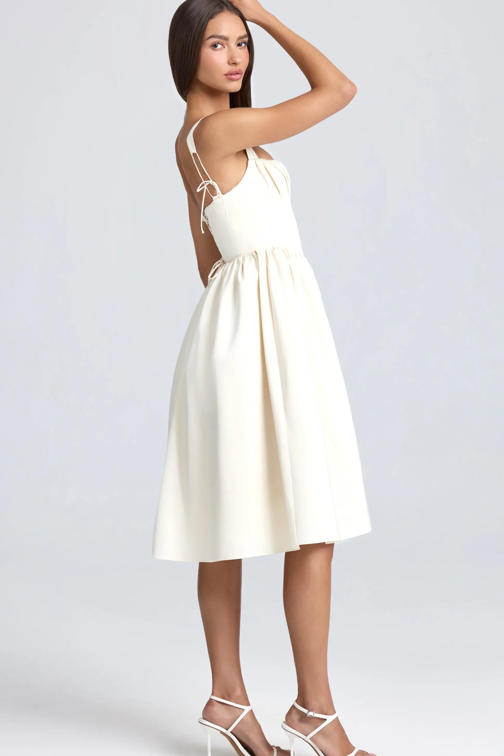Oh Polly Bride To Be | Satin Dresses^Draped Corset Midaxi Dress in Ivory