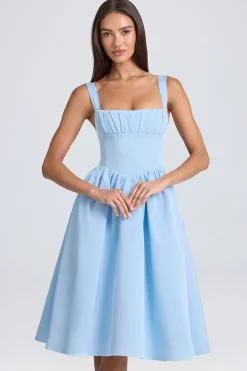 Oh Polly Wedding Guest^Draped Corset Midaxi Dress in Powder Blue PowderBlue