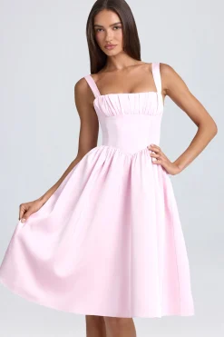 Oh Polly Wedding Guest | Satin Dresses^Draped Corset Midaxi Dress in Blush