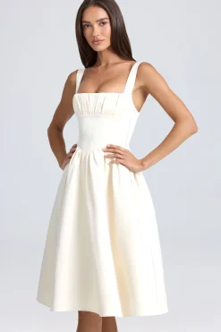 Oh Polly Bride To Be | Satin Dresses^Draped Corset Midaxi Dress in Ivory