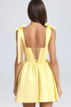 Oh Polly Wedding Guest | Satin Dresses^Draped Corset Mini Dress in Lemon Sherbet LemonSherbet