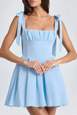 Oh Polly Wedding Guest^Draped Corset Mini Dress in Powder Blue PowderBlue