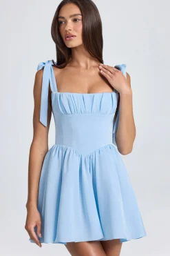 Oh Polly Wedding Guest^Draped Corset Mini Dress in Powder Blue PowderBlue