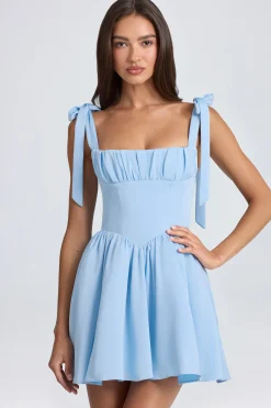 Oh Polly Wedding Guest^Draped Corset Mini Dress in Powder Blue PowderBlue