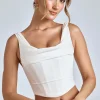 Oh Polly Tops | Bride To Be^Draped Cowl Corset in White