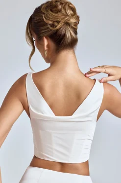 Oh Polly Tops | Bride To Be^Draped Cowl Corset in White