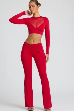 Oh Polly Women'S Clothing Sale - $65 And Under | Women'S Clothing Sale - $40 And Under^Draped Detail Straight Leg Trousers in Fire Red FireRed