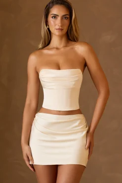 Oh Polly Skirts & Skorts | Bottoms^Draped Mid-Rise Mini Skirt in Ivory