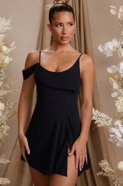 Oh Polly Women'S Clothing Sale - $65 And Under^Draped Neck A-Line Mini Dress in Black