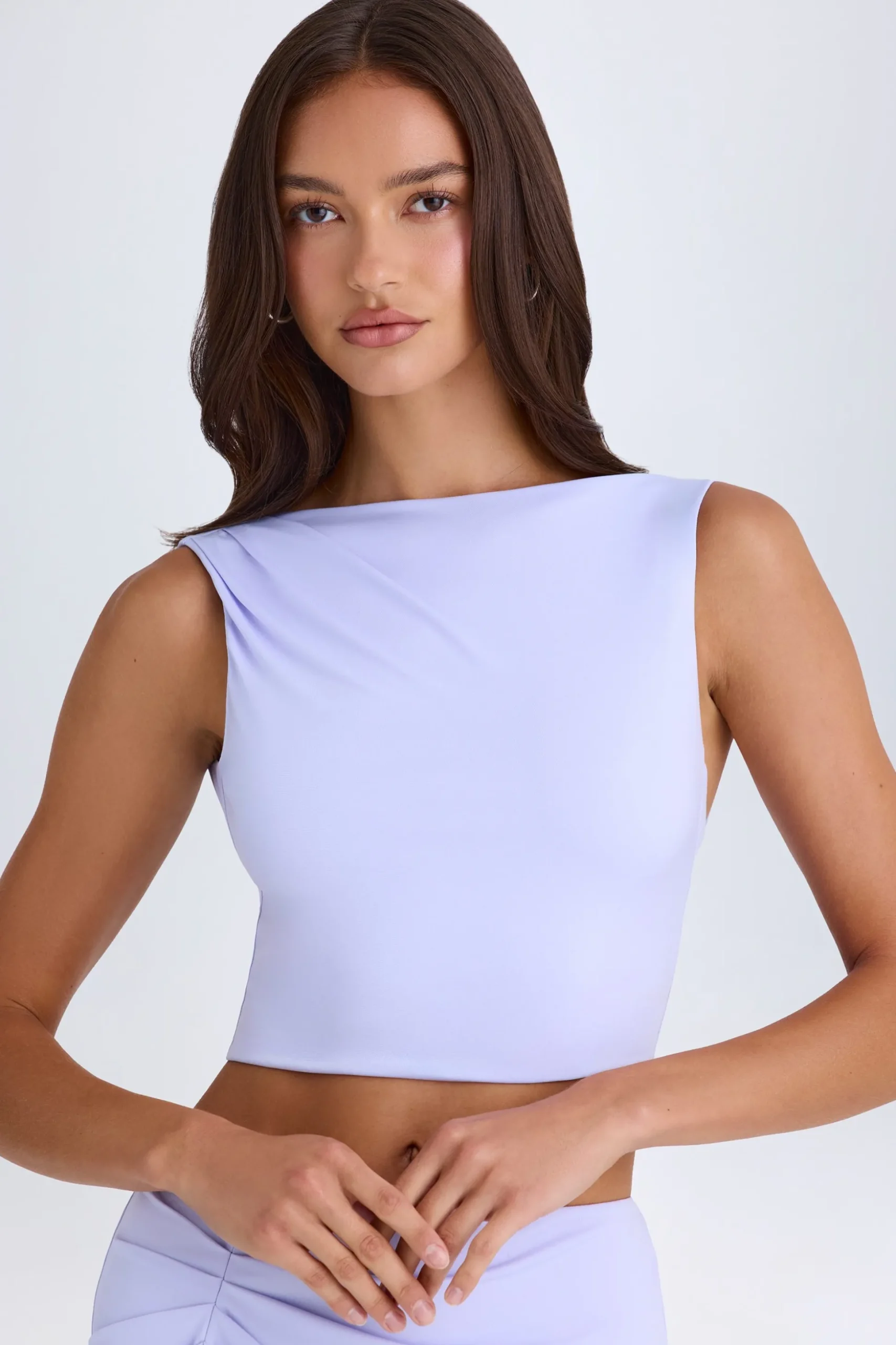 Oh Polly Co-Ords | Tops^Draped Open-Back Tank Top in Soft Lilac SoftLilac