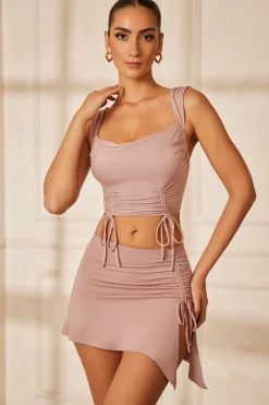 Oh Polly Skirts & Skorts | Co-Ords^Drawstring Asymmetric Mini Skirt in Mauve