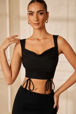 Oh Polly Women'S Clothing Sale - $65 And Under | Women'S Clothing Sale - $40 And Under^Drawstring Crop Top in Black
