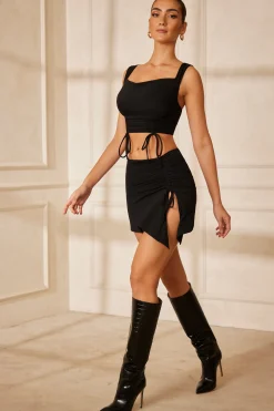 Oh Polly Women'S Clothing Sale - $65 And Under | Women'S Clothing Sale - $40 And Under^Drawstring Crop Top in Black