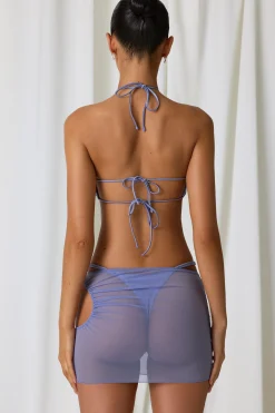 Oh Polly Cover-Ups^Drawstring Cut-Out Mini Skirt in Lavender Purple LavenderPurple