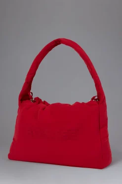 Oh Polly Gym Accessories^Drawstring Puffer Tote Bag in Cherry Red CherryRed