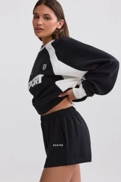 Oh Polly Matching Sets | Shorts^Elasticated Mini Shorts in Black