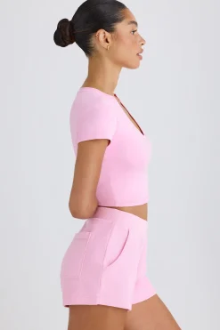 Oh Polly Shorts^Elasticated Shorts in Bubblegum Pink BubblegumPink