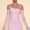Oh Polly Party Dresses | Birthday^Embellished Asymmetric Corset Mini Dress in Blush
