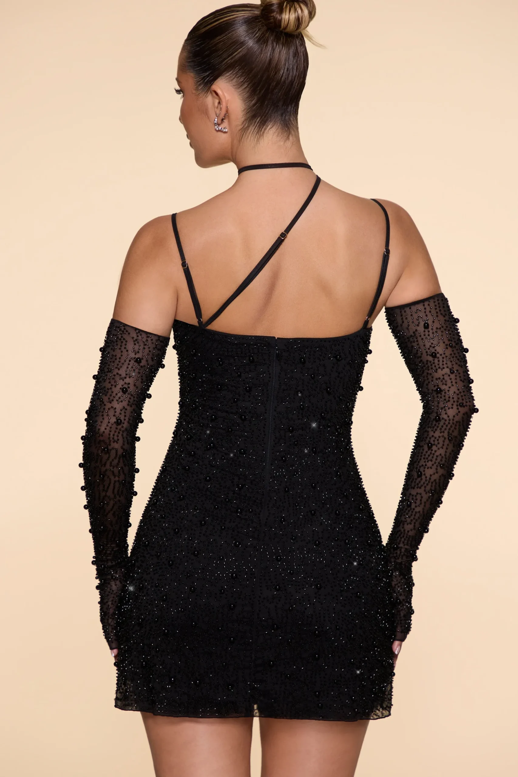 Oh Polly Party Dresses | Birthday^Embellished Asymmetric Corset Mini Dress in Black