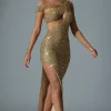 Oh Polly Holiday Party Dresses & Outfits^Embellished Asymmetric Cut-Out Gown in Gold