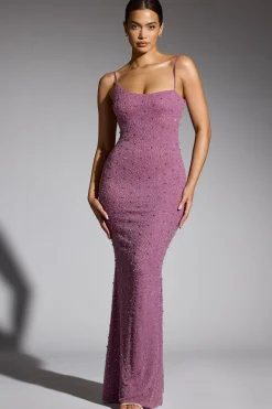 Oh Polly Wedding Guest | Party Dresses^Embellished Asymmetric Maxi Dress in Grape
