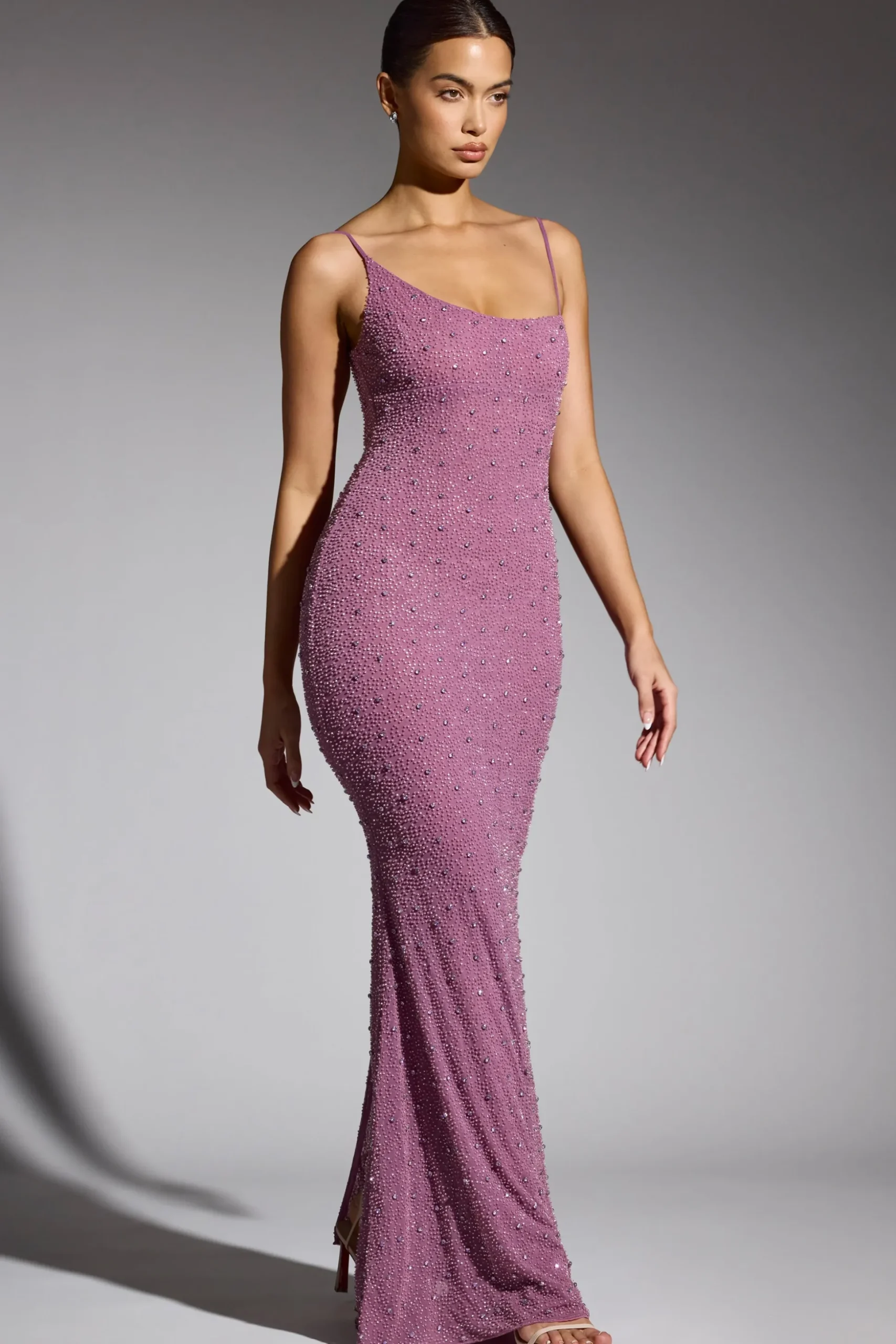 Oh Polly Wedding Guest | Party Dresses^Embellished Asymmetric Maxi Dress in Grape