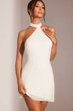 Oh Polly Party Dresses | Bride To Be^Embellished Asymmetric Neck A-Line Mini Dress in White