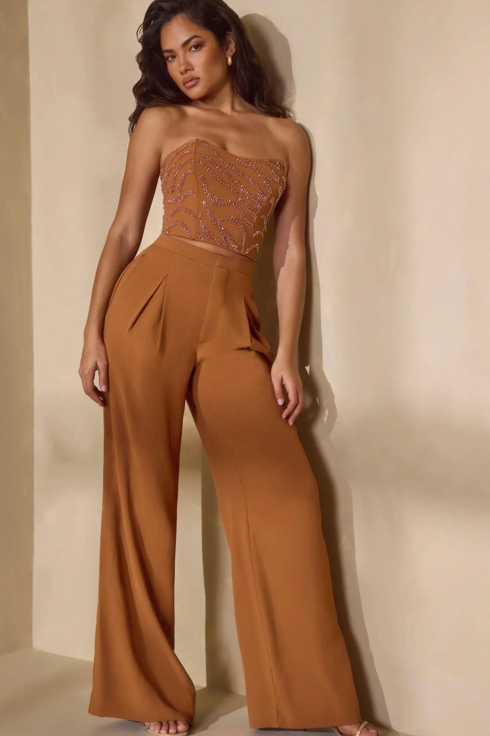 Oh Polly Women'S Clothing Sale - $65 And Under | Women'S Clothing Sale - $40 And Under^Embellished Bandeau Corset Top in Caramel