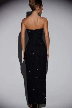 Oh Polly Party Dresses | Holiday Party Dresses & Outfits^Embellished Bandeau Cowl Neck Maxi Dress in Black
