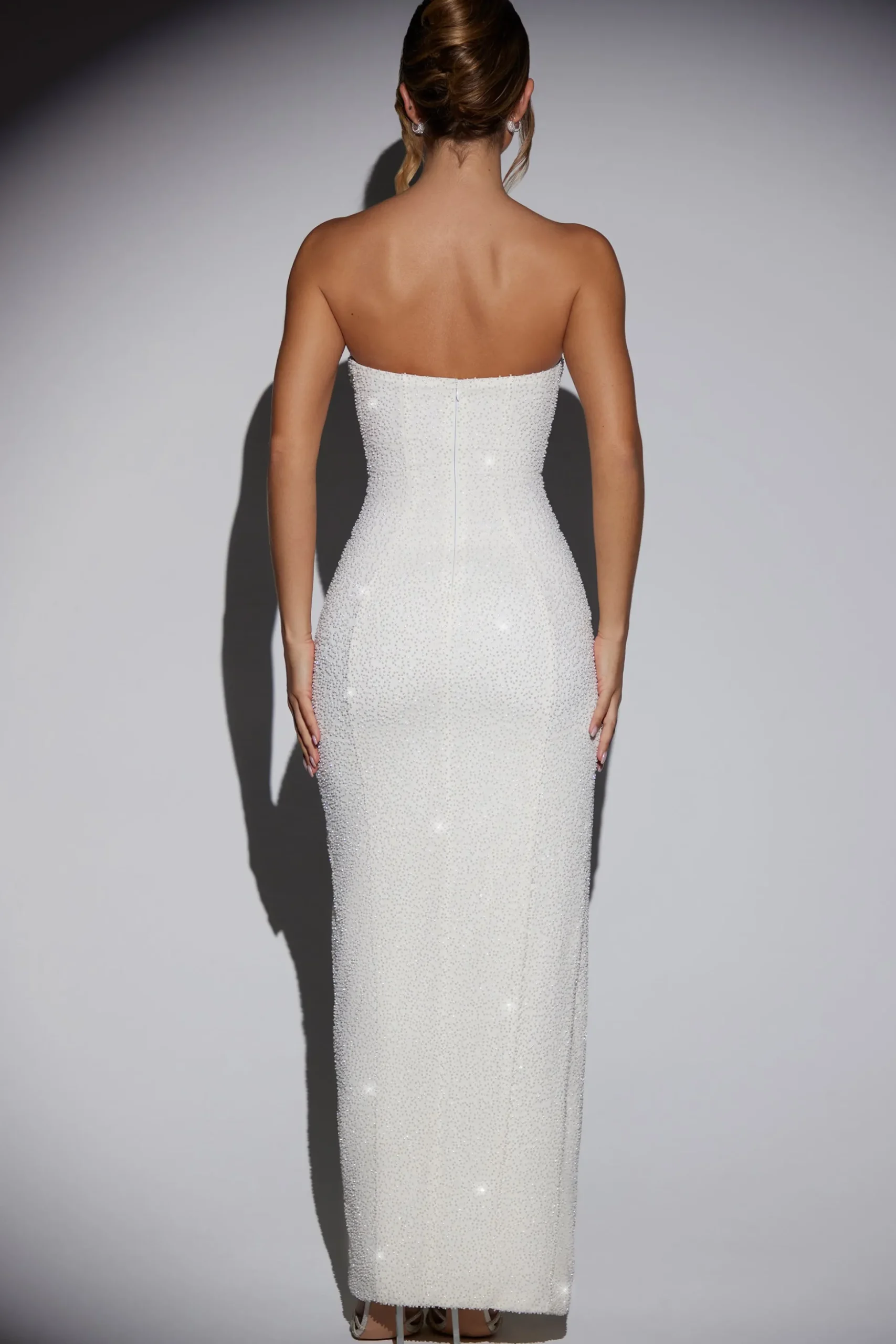 Oh Polly Party Dresses | Bride To Be^Embellished Bandeau Cowl Neck Maxi Dress in Ivory