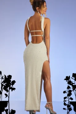 Oh Polly Party Dresses | Bride To Be^Embellished Bandeau Maxi Dress in Ivory