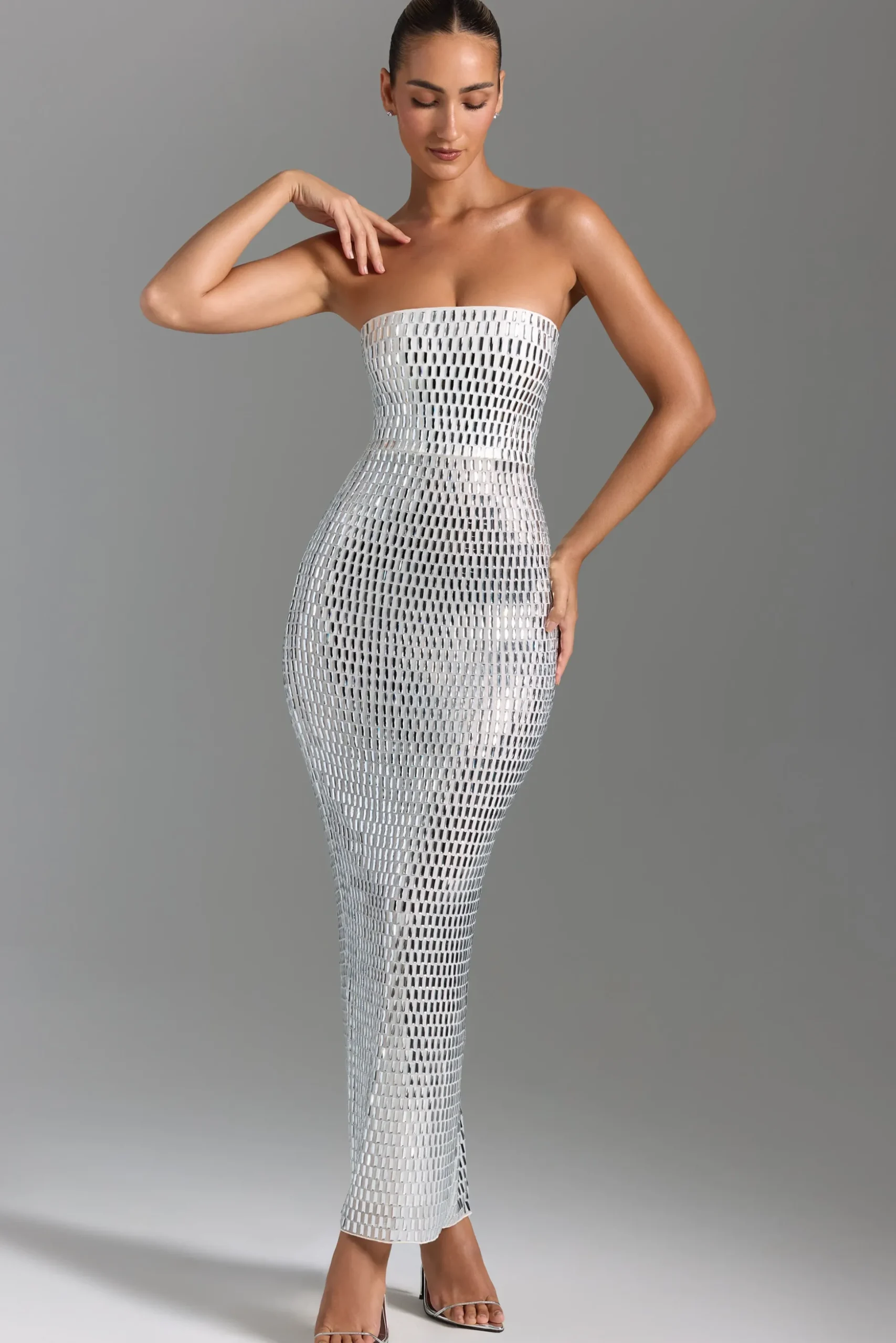 Oh Polly Party Dresses | Homecoming Dresses^Embellished Bandeau Maxi Dress in White