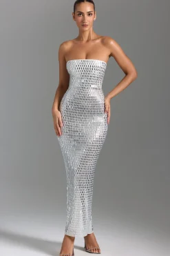 Oh Polly Party Dresses | Homecoming Dresses^Embellished Bandeau Maxi Dress in White