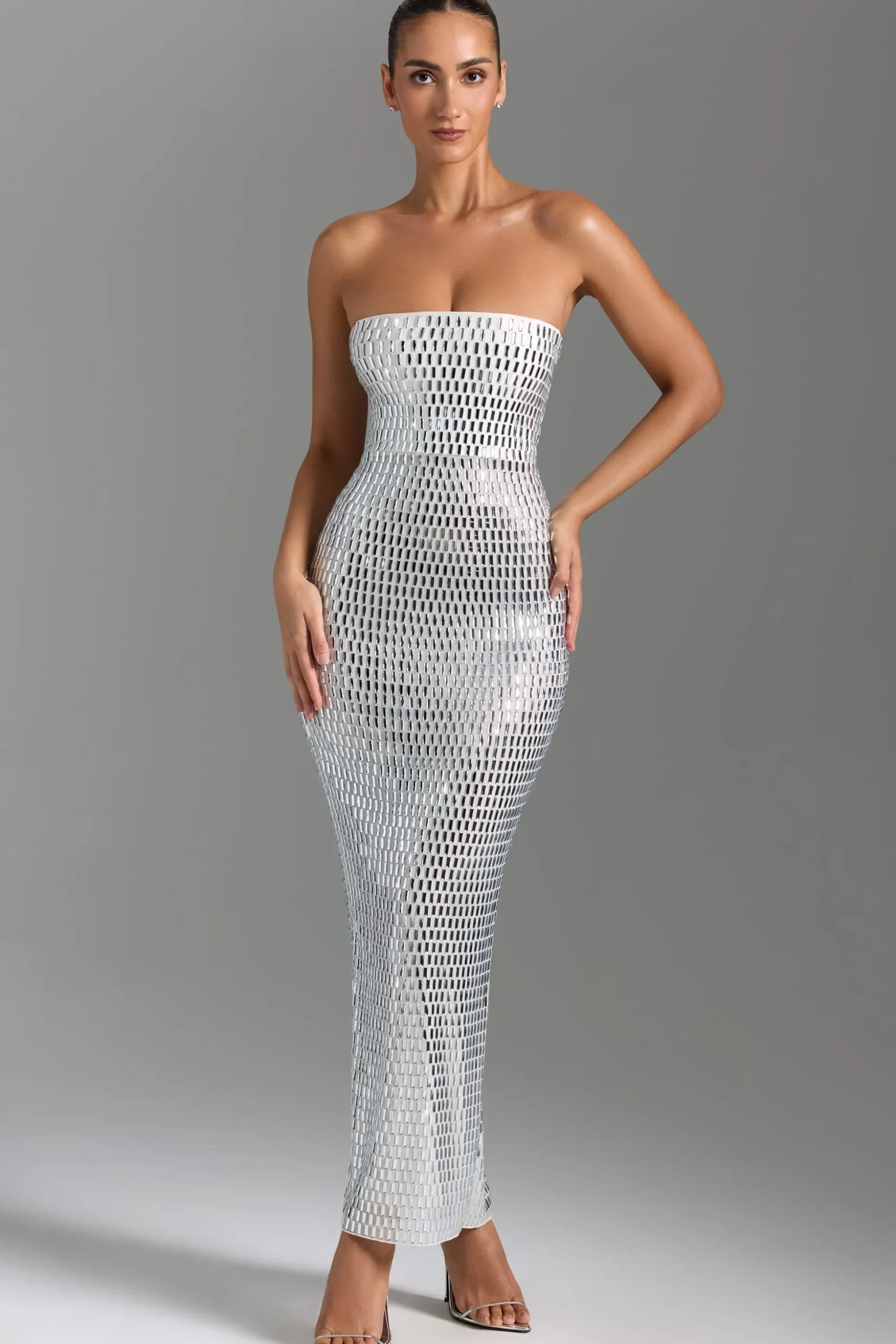 Oh Polly Party Dresses | Homecoming Dresses^Embellished Bandeau Maxi Dress in White