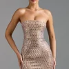 Oh Polly Party Dresses | Homecoming Dresses^Embellished Bandeau Mini Dress in Almond