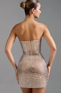 Oh Polly Party Dresses | Homecoming Dresses^Embellished Bandeau Mini Dress in Almond