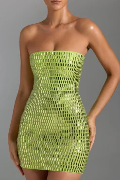 Oh Polly Party Dresses | Night Out^Embellished Bandeau Mini Dress in Pear Green PearGreen