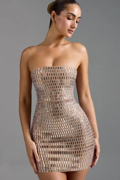 Oh Polly Party Dresses | Homecoming Dresses^Embellished Bandeau Mini Dress in Almond