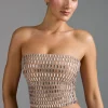 Oh Polly Co-Ords | Tops^Embellished Bandeau Top in Almond