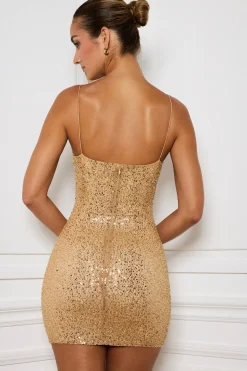 Oh Polly Party Dresses | Night Out^Embellished Bodycon Mini Dress in Gold