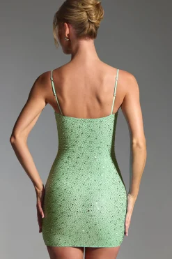 Oh Polly Party Dresses | Birthday^Embellished Bodycon Mini Dress in Pistachio