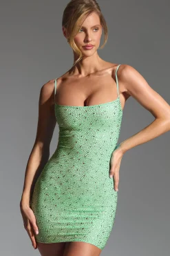 Oh Polly Party Dresses | Birthday^Embellished Bodycon Mini Dress in Pistachio