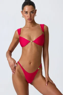 Oh Polly Bikini Sets | Bikini Bottoms^Embellished Cheeky Bikini Bottoms in Raspberry Pink RaspberryPink