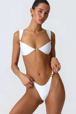 Oh Polly Bikini Sets | Bikini Bottoms^Embellished Cheeky Bikini Bottoms in White