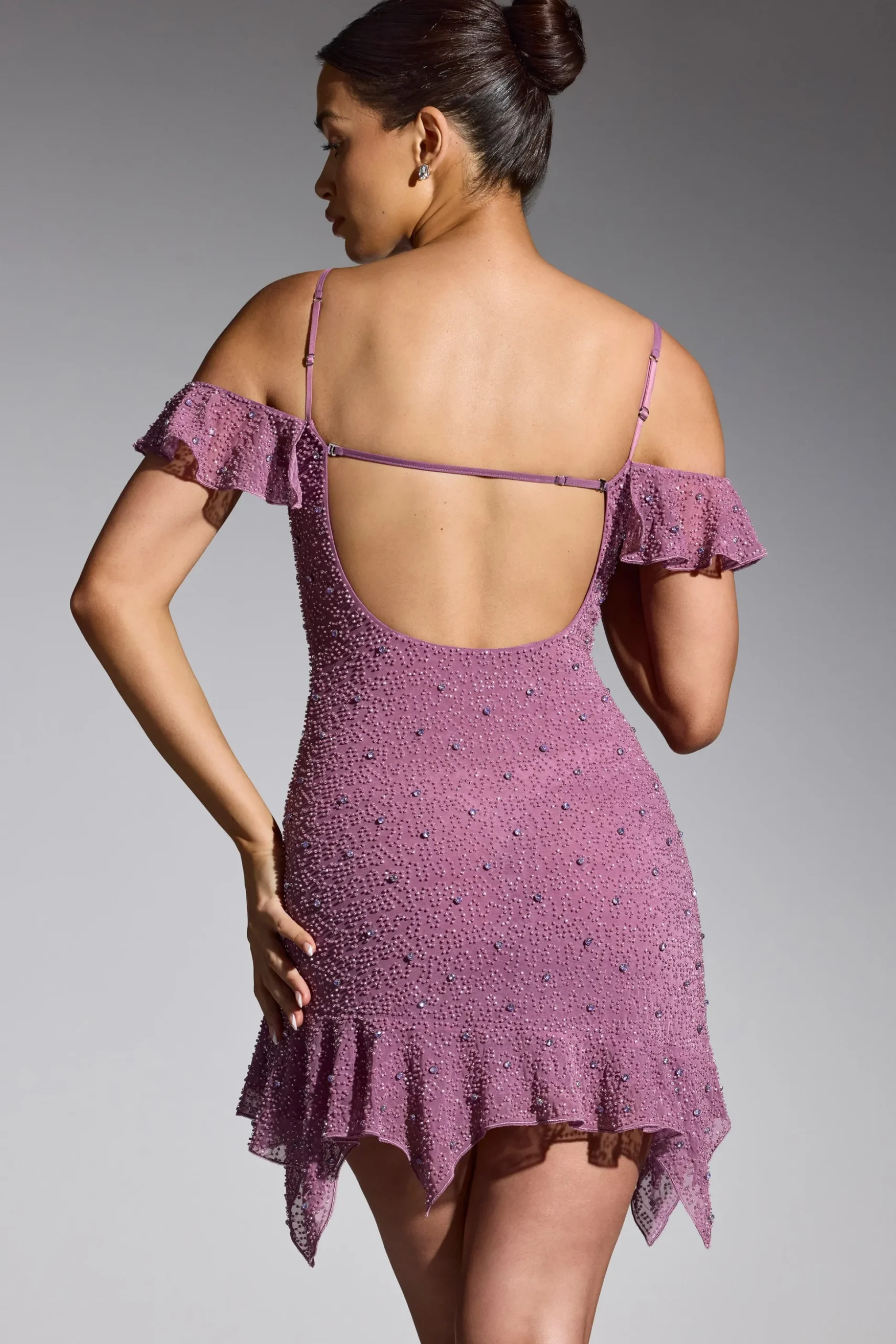 Oh Polly Women'S Clothing Sale - $65 And Under | Party Dresses^Embellished Cold Shoulder Mini Dress in Grape