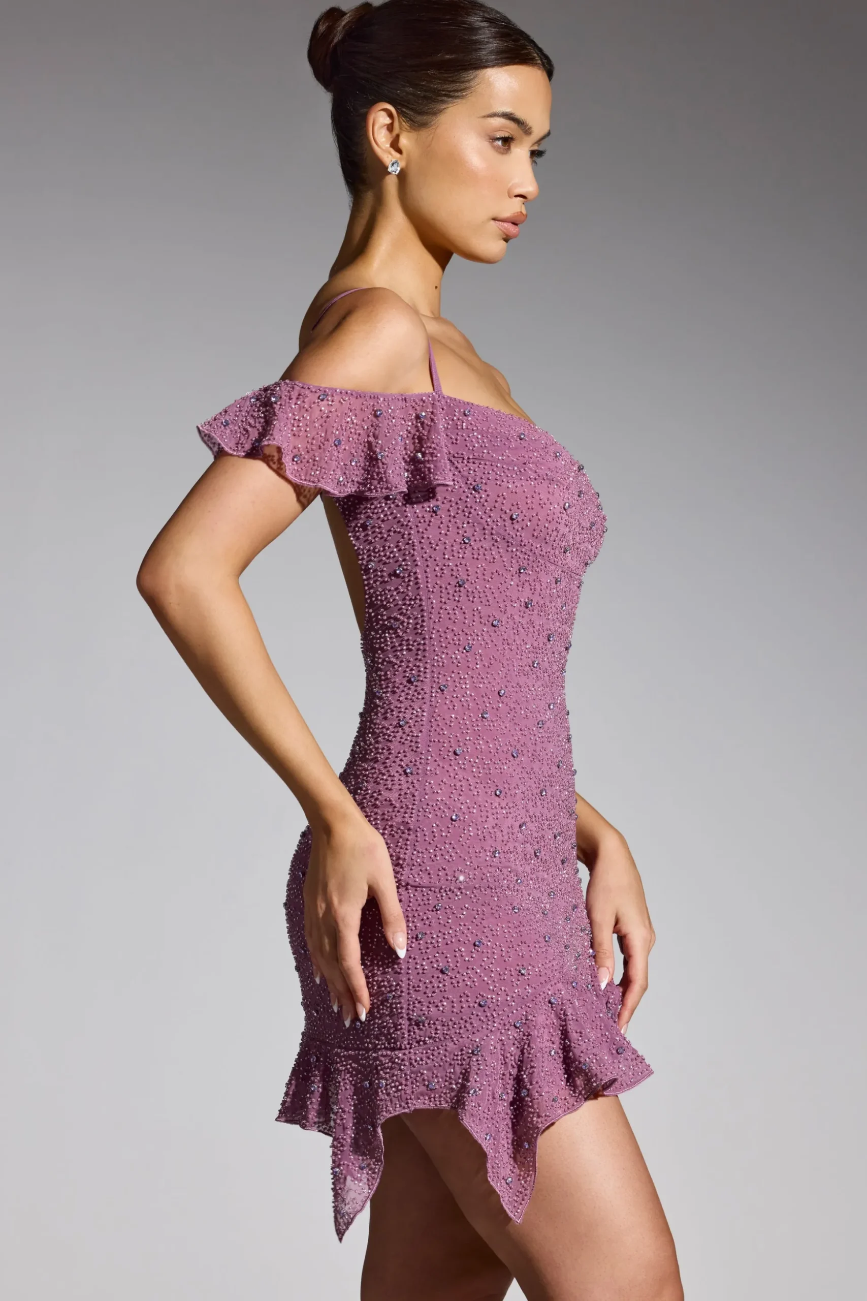 Oh Polly Women'S Clothing Sale - $65 And Under | Party Dresses^Embellished Cold Shoulder Mini Dress in Grape